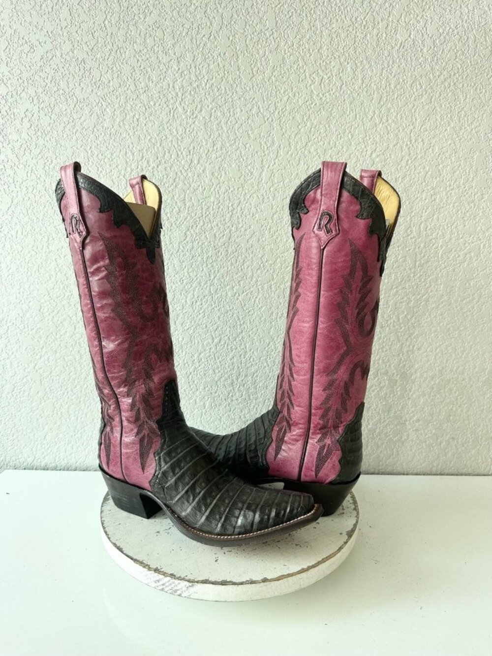 Rod Patrick Womens Pink Caiman Cowboy Boots Western Cowgirl Tall Snip Toe 7.5A